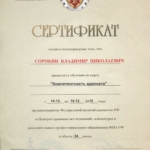 Сертификат - Сорокин Владимир Николаевич