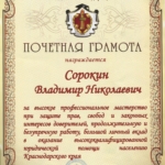 Почетная грамота - Сорокин Владимир Николаевич