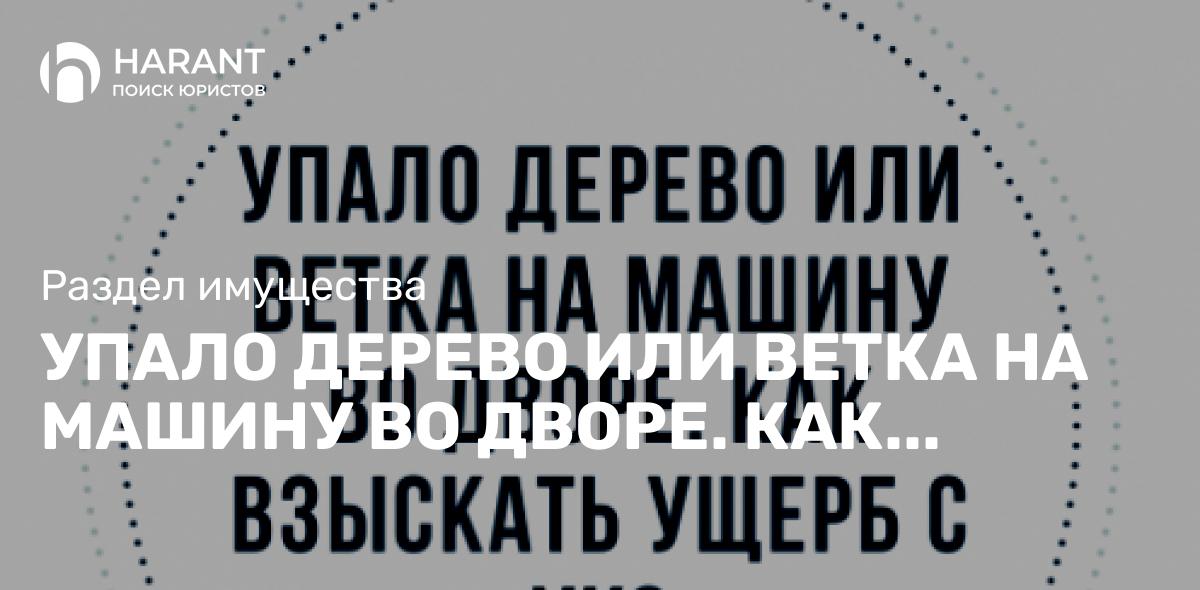 УПАЛО ДЕРЕВО ИЛИ ВЕТКА НА МАШИНУ ВО ДВОРЕ. КАК ВЗЫСКАТЬ УЩЕРБ С УК?