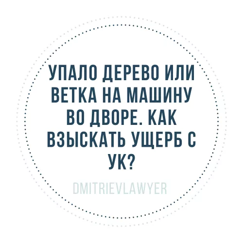 Юрист Дмитриев Алексей Сергеевич объясняет: УПАЛО ДЕРЕВО ИЛИ ВЕТКА НА МАШИНУ ВО ДВОРЕ. КАК ВЗЫСКАТЬ УЩЕРБ С УК?