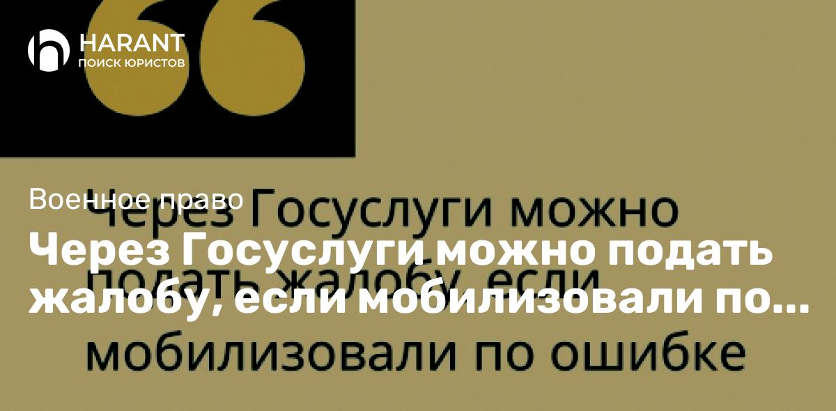 Через Госуслуги можно подать жалобу, если мобилизовали по ошибке