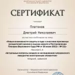 Сертификат Платонов Д.Н. - Платонов Дмитрий Николаевич