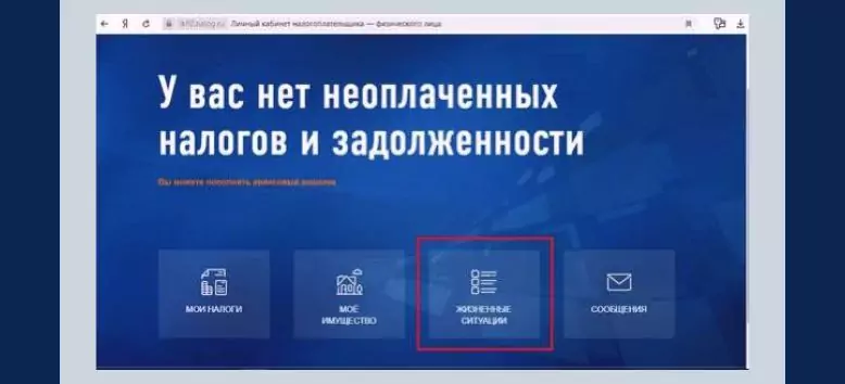 Раздел "Жизненные ситуации" на сайте налоговой инспекции