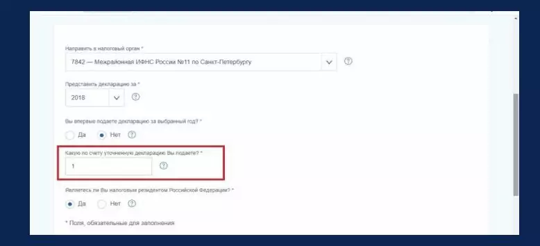 Образец заполнения декларации на сайте налоговой инспекции