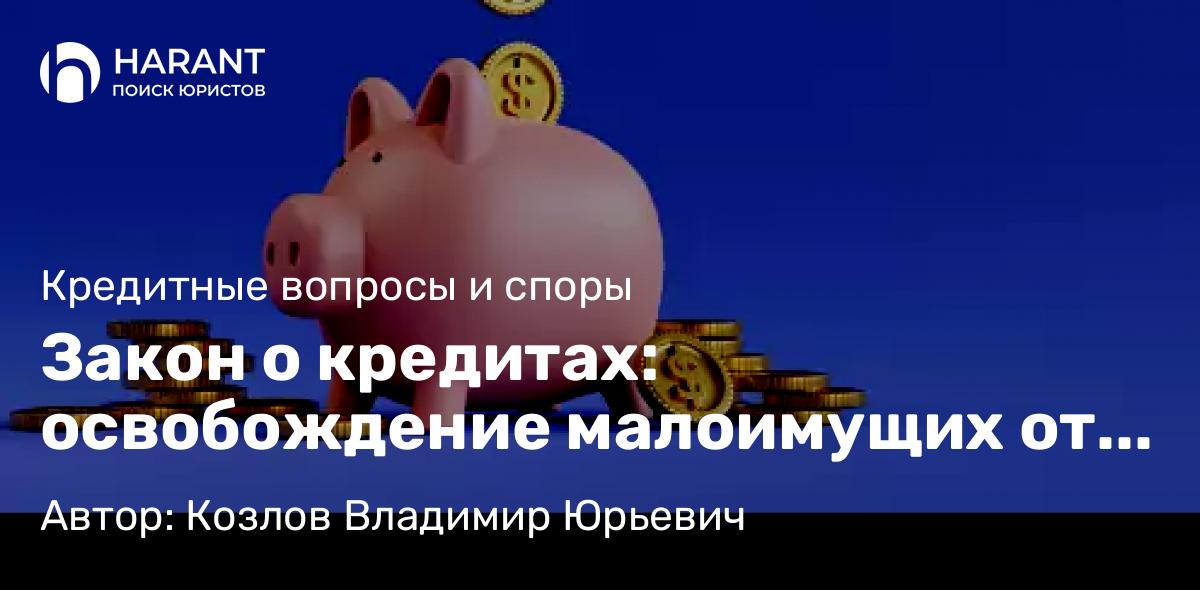 Юрист Козлов Владимир Юрьевич объясняет: Закон о кредитах: освобождение малоимущих от платежей?