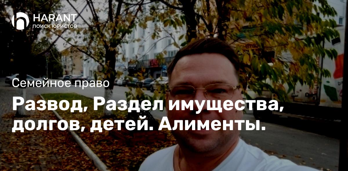 Развод, Раздел имущества, долгов, детей. Алименты.