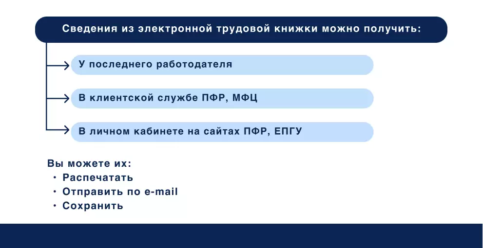 Где можно получить сведения из электронной трудовой книжки
