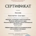 Сертификат - Киселев Константин Олегович