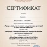 Сертификат - Киселев Константин Олегович