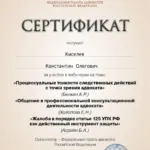 Сертификат - Киселев Константин Олегович