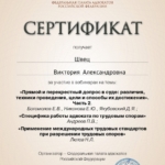 Сертификат - Швец Виктория Александровна