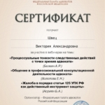 Сертификат - Швец Виктория Александровна
