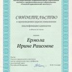 Сертификат Ирина Раисовна Ермола - Раисова Ирина Раисовна