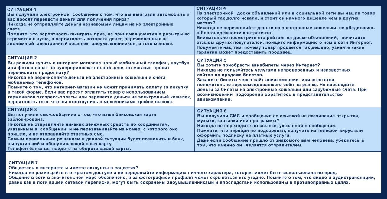 Полезная каждому памятка с самыми частыми случаями мошенничества в Интернете