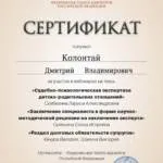 Сертификат - Колонтай Дмитрий Владимирович