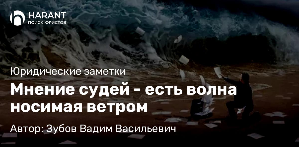 Юрист Зубов Вадим Васильевич объясняет: Мнение судей – есть волна носимая ветром