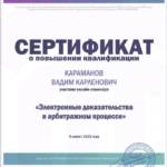 Санкт-Петербургский институт адвокатуры, онлайн-семинар «Электронные доказательства в арбитражном процессе» - Караманов Вадим Карленович