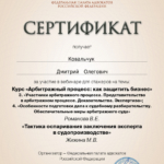 Сертификат - Ковальчук Дмитрий Олегович