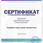Семейные споры в делах о банкротстве - Ковальчук Дмитрий Олегович
