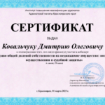 Сертификат Ковальчук Д.О. - Ковальчук Дмитрий Олегович