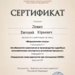 Сертификат ФПА 2023 - медицинские споры - Левит Евгений Юрьевич