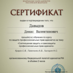 Сертификат от 28 марта 2023 г. - Давыдов Денис Валентинович