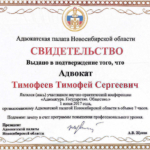 Свидетельство - Тимофеев Тимофей Сергеевич