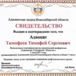 Свидетельство - Тимофеев Тимофей Сергеевич