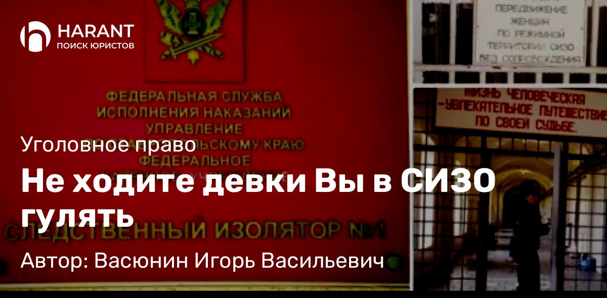 Адвокат Васюнин Игорь Васильевич объясняет: Не ходите девки Вы в СИЗО гулять