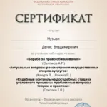 Сертификат на 6 часов  - Музыря Денис Владимирович