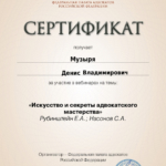 Сертификат на 4 часа - Музыря Денис Владимирович