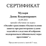 Сертификат на 3 часа - Музыря Денис Владимирович