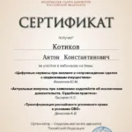 Сертификат о повышении квалификации от 14.12.2023 - Котиков Антон Константинович