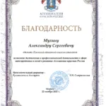 Благодарность - Мухин Александр Сергеевич