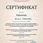 Сертификат - Камалова Инзиля Рафиновна