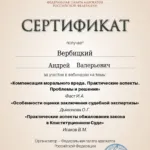 Сертификат - Вербицкий Андрей Валерьевич