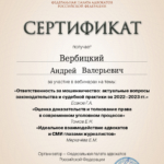 Сертификат 7 - Вербицкий Андрей Валерьевич
