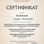 Сертификат 7 - Вербицкий Андрей Валерьевич
