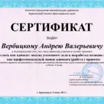 Сертификат 9 - Вербицкий Андрей Валерьевич