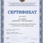 Сертификат 2022 - Пузанов Дмитрий Григорьевич