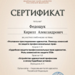 Сертификат ФПА - Федощук Кирилл Александрович