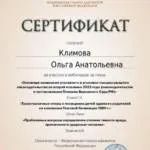 Сертификат 3 - Климова Ольга Анатольевна