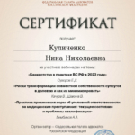 Сертификат 3 - Куличенко Нина Николаевна