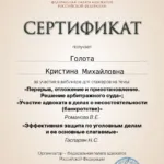Сертификат 2022 г. - Голота Кристина Михайловна