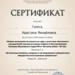 Сертификат 2022 г. - Голота Кристина Михайловна