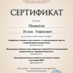 Сертификат2 - Маматов Ислам Рафикович
