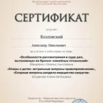 Сертификат - Козловский Александр Николаевич