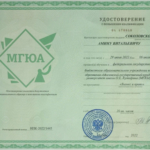 Диплом о повышении квалификации - Соколовский Амин Витальевич