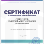 Сертификат - Сергеенков Дмитрий Александрович