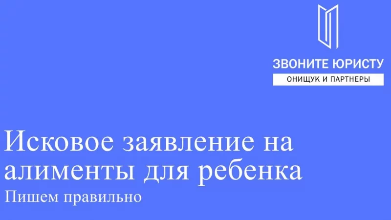 Юрист Онищук Евгений Игоревич объясняет: Алименты на ребенка. Составляем исковое заявление правильно
